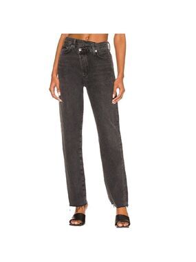 AGOLDE organic cotton Criss Cross baggy straight leg raw hem high rise jeans 31